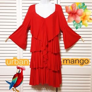 Urban Mango Bell Sleeve 4 Tier Ruffle Dress